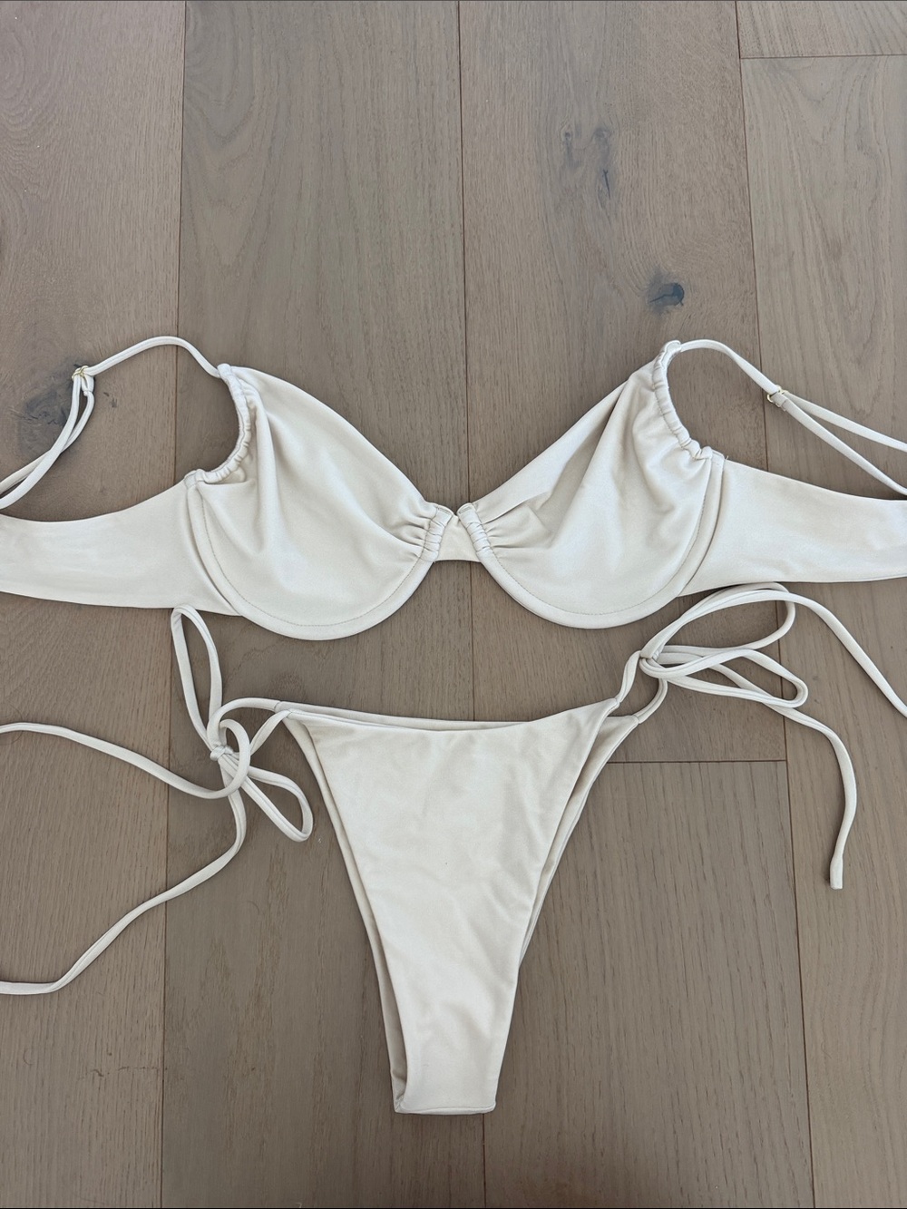 Nyud Swim Sloane Bikini Oyster Cream Underwire Tie-Side Bikini Set